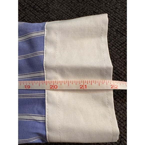 Talbots Petite 14P Blue White Striped Non Iron Button Down Long Sleeve‎ Shirt - Picture 10 of 11